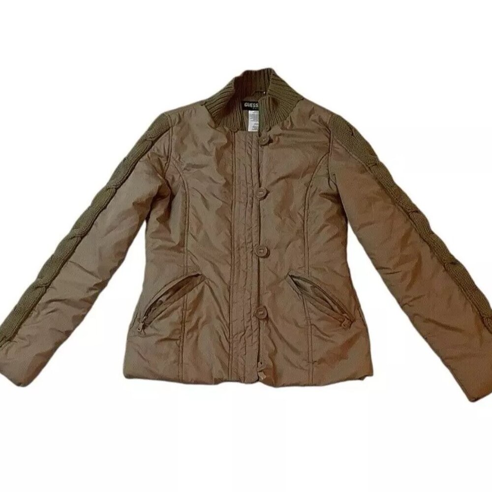 GUESS JEANS Womens Brown Jacket Coat Zip Size Small